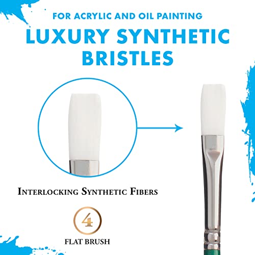 Princeton Artist Brush Summit, Brushes for Acrylic and Oil Series 6100, Flat White Synthetic, Size 4 - Image 4