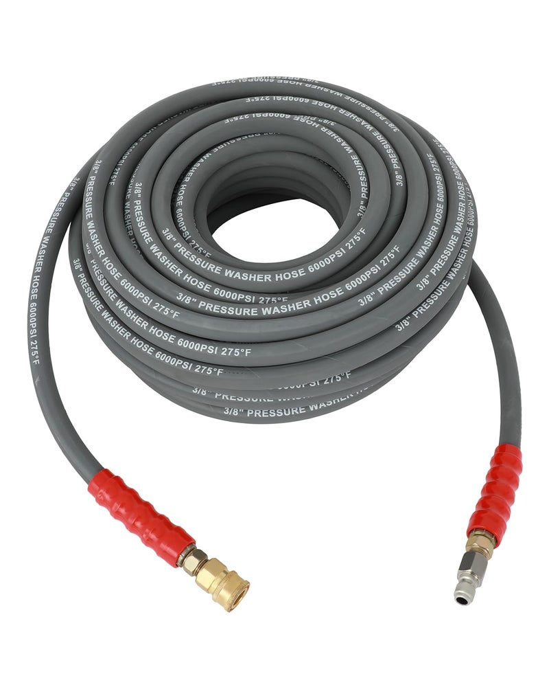 OCPTY خرطوم غسالة ضغط الماء الساخن OCPTY 3/8" × 100 قدم 6000 psi غير ملون 2-ضفيرة رمادي - Image 1