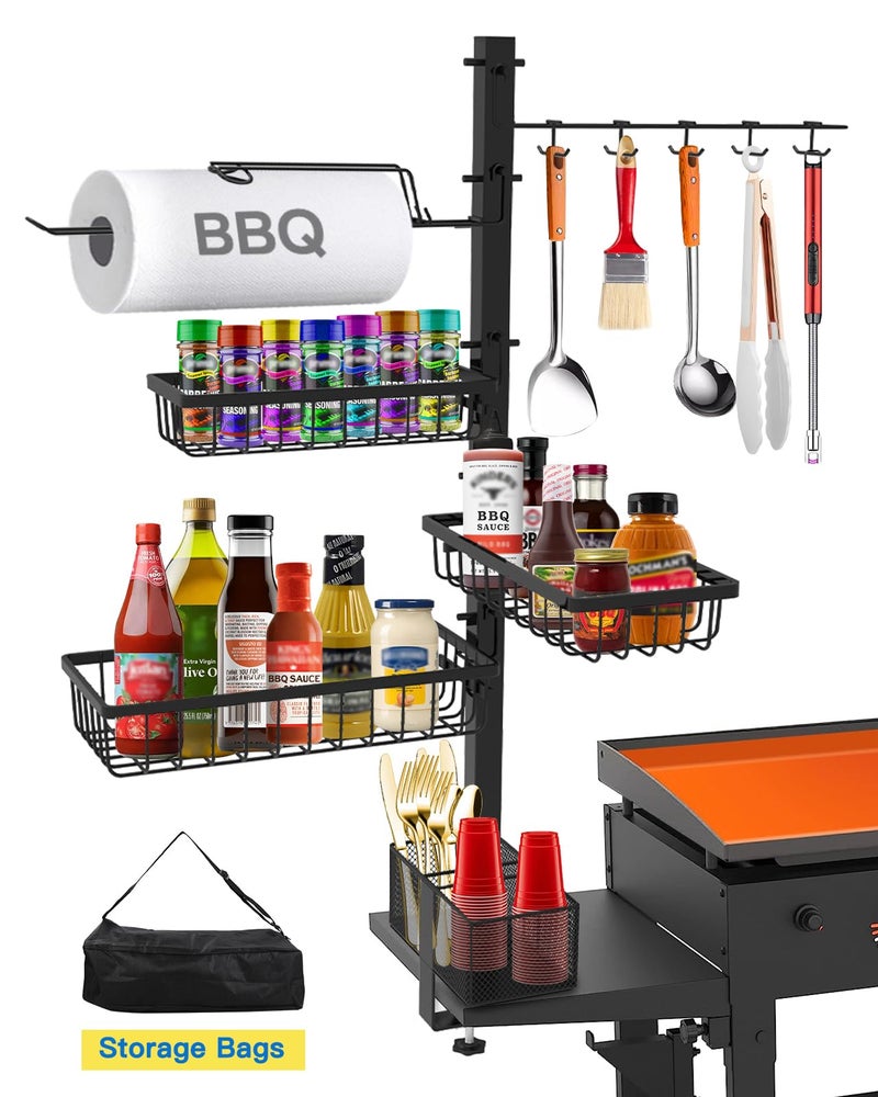 Concons Griddle Caddy Organizer for Blackstone Griddle Accessories, BBQ Grill Picnic Utensil Condiment Caddy with Paper Towel Holder, Outdoor Kitchen Accessories for Camper, Gifts for Men, Dad - Image 1