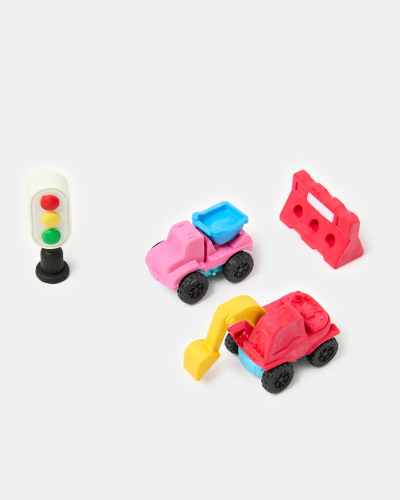 Redtag Girls Assorted Engineering Team Eraser Set (Pack of 4)