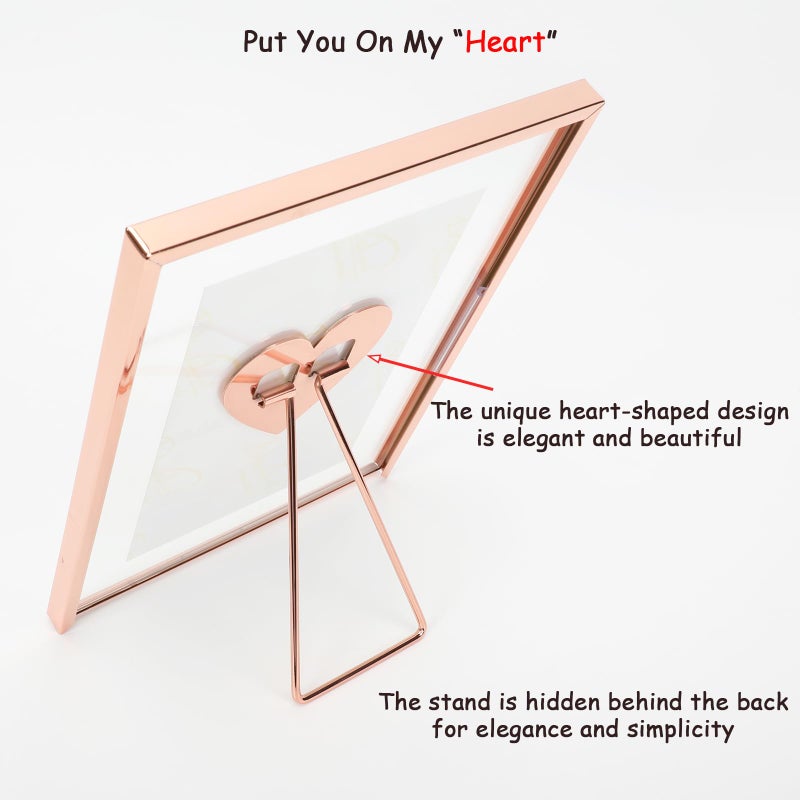 AhaGo Rose Gold Floating Frame (6""x8""  Vertical  2 Set) with Romantic Heart  For Picture 5x7 4x6 3x5  Modern Minimalist Style  Classy Gift For Festival  Home or Wedding - Image 3