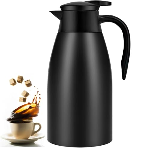 GearRoot 70oz Coffee Carafe Airpot Insulated Coffee Urn Stainless Steel Vacuum Thermal Pot Flask Dispenser for Coffee, Hot Water, Tea, Hot Beverage - Keep 12 Hours Hot, 24 Hours Cold-Black - Image 1
