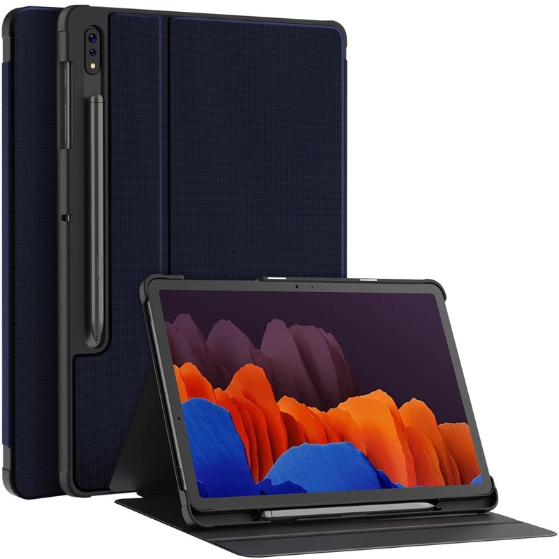 Soke Galaxy Tab S8S7 FES7 Plus Case with S Pen Holder SMX800X806T730T736BT970T975 Shockproof Stand Folio Case for Samsung Tab S8 2022S7 FE 2021S7 Plus 2020 124 TabletNavy