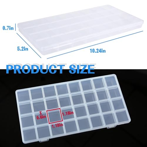 GREENTIME 2 Pack 32 Grids Clear Plastic Storage Organizer Boxes Diamond Painting Containers Bead Storage Containers for Small Hardware Small Parts Crafts Jewelry - Image 3