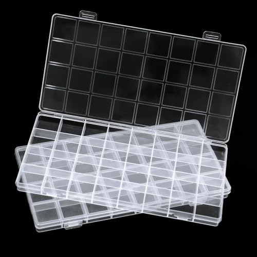 GREENTIME 2 Pack 32 Grids Clear Plastic Storage Organizer Boxes Diamond Painting Containers Bead Storage Containers for Small Hardware Small Parts Crafts Jewelry - Image 1