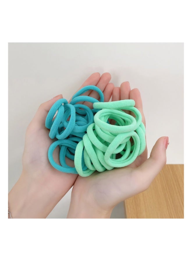 Hand Made Set of 20 Hair Ties (10 Green + 10 Teal ) – 2 Cards Pack - Image 2