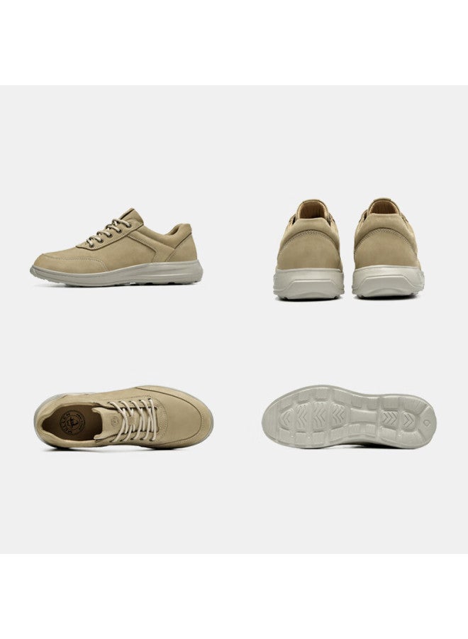 Mellen Shock-absorbing Lightweight Wear-resistant Casual Sneakers, British Style Versatile Genuine Leather Shoes Ms767573, Khaki, Size 44 - Image 3