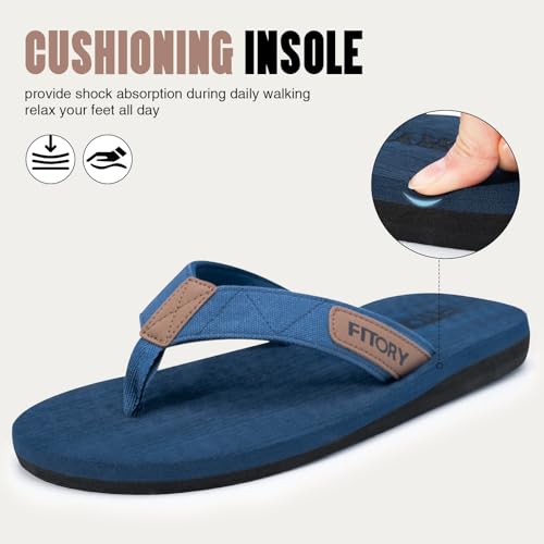 FITORY Men's Flip-Flops, Thongs Sandals Comfort Slippers for Beach Blue Size 10 - Image 2
