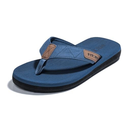 FITORY Men's Flip-Flops, Thongs Sandals Comfort Slippers for Beach Blue Size 10 - Image 1