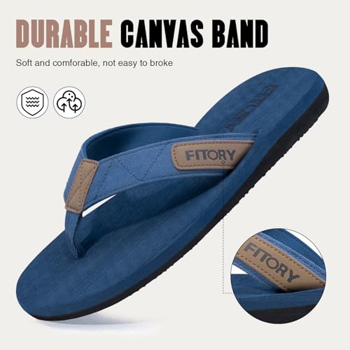 FITORY Men's Flip-Flops, Thongs Sandals Comfort Slippers for Beach Blue Size 10 - Image 4