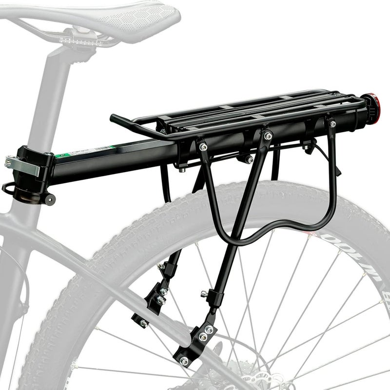 ROCKBROS Rear Bike Rack - Aluminum Alloy, Black, Quick Release, 165lb Capacity for Mountain Bikes - Image 1