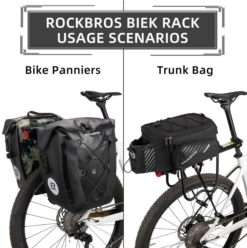 ROCKBROS Rear Bike Rack - Aluminum Alloy, Black, Quick Release, 165lb Capacity for Mountain Bikes - Image 3