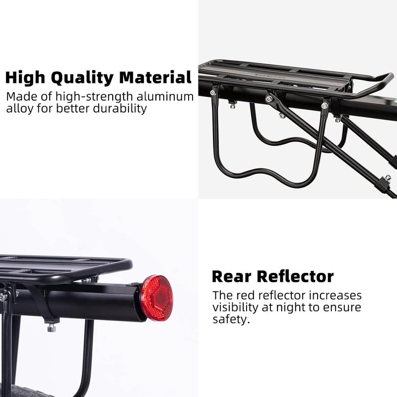ROCKBROS Rear Bike Rack - Aluminum Alloy, Black, Quick Release, 165lb Capacity for Mountain Bikes - Image 4