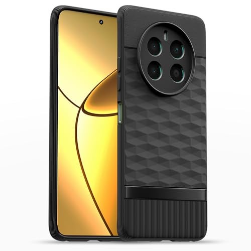 Pikkme غطاء خلفي Pikkme لهاتف Realme 12 Plus 5G / P1 5G / Narzo 70 5G / 70 Pro 5G حماية الكاميرا تصميم 3D هيكسا مكعب غلاف واقي سيليكون (أسود) - Image 1