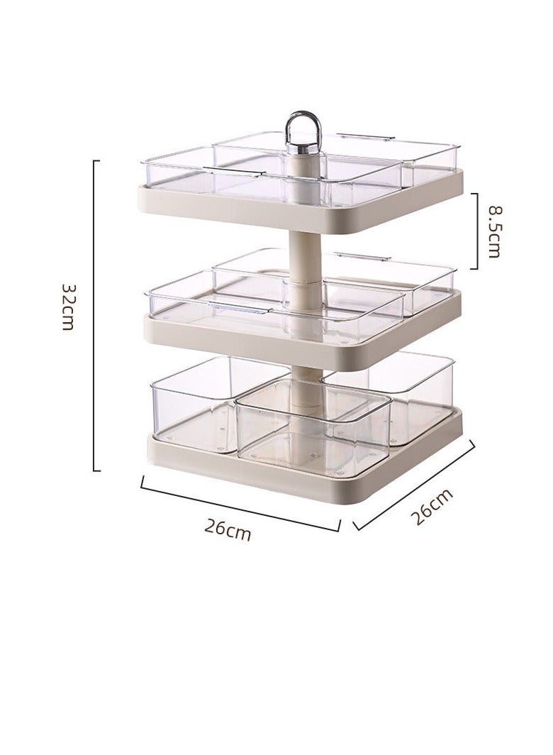 general Fruit Basket Rotating Fruit Tray, Farmhouse Grid Design 3 Layer Snacks Tray Tiered Fruit Basket Stand for Countertop, Cabinet - Image 5