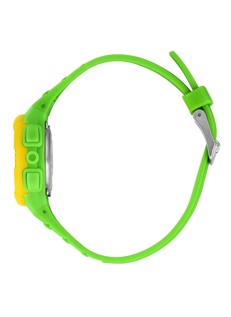 Kikou Neon Kids Digital Watch for Boys & Girls - Green Sunray Dial, 31mm Round Case, Green Polyurethane Strap, Quartz, 50M Water Resistant - R4551107003