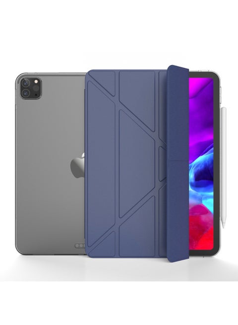 Pro12.9 Protective Case Ipad Tablet 2015/17 First And Second Generation Transformer Silicone Tpu Protective Case-Color:Dark Blue-Applicable Model:Air 13 2024 Comes With Matte Bottom In The Same Color
