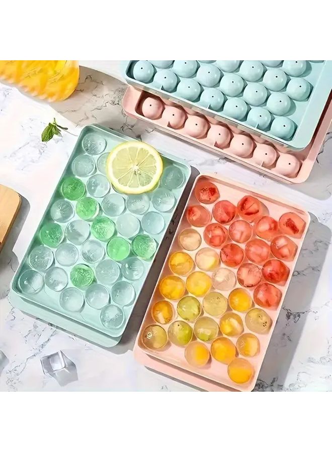 4pcs 1pc Ice Hockey Ice Tray with Lid Round Ice Ball Mold Ice Box 33 Compartments Blue Easy Release Makes Ice Cubes Suitable for Summer Drinks Party Cafes Bars - Image 1