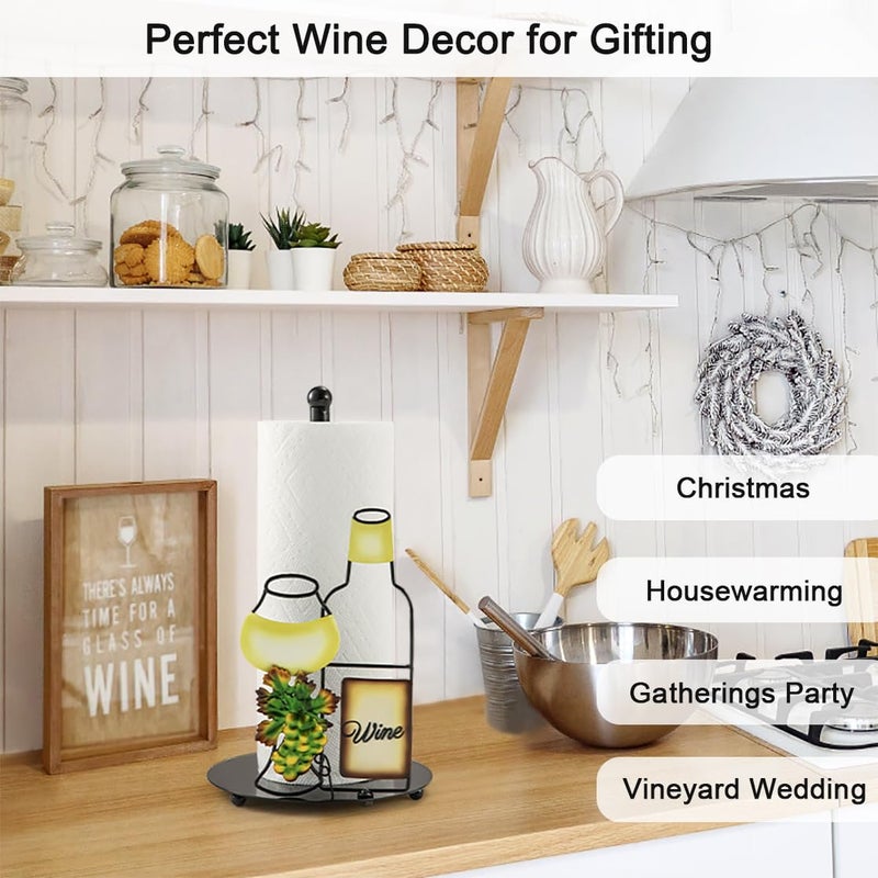 Shinlar Wine Lovers Gifts - Metal Wine Paper Towel Holder Countertop With Solid Weighted Base  Farmhouse Kitchen Decor  Rustic Country Vintage Decoration Organization - Image 5