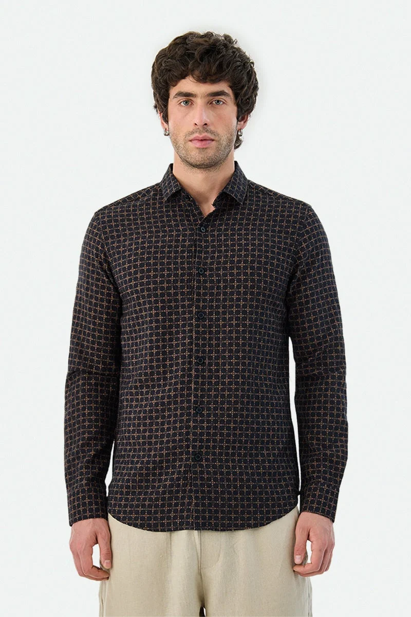 SNITCH Geometric Slim Fit Shirt