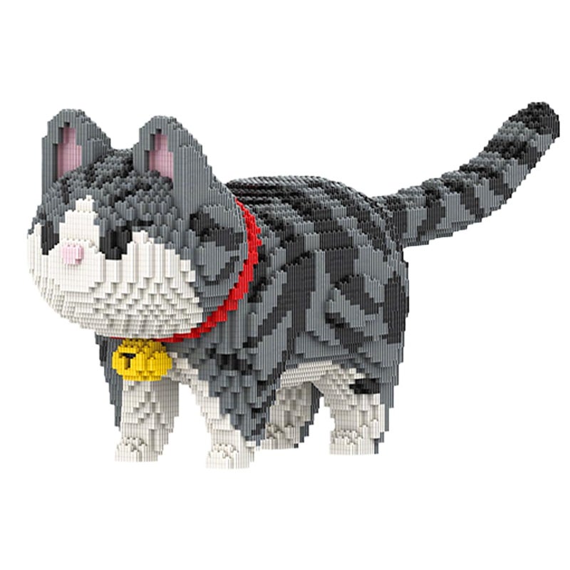 HONLANCH Animal Gray Striped Bell Cat Micro Building Blocks Set8000PCS Gift for Adults and Kids - Image 3