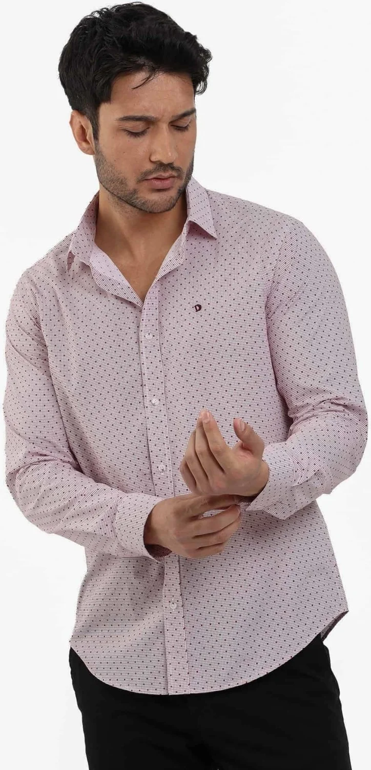 دوفي Slim Fit Button Collar Claret Red Men's Shirt DU1234013021