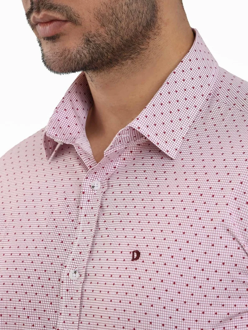 دوفي Slim Fit Button Collar Claret Red Men's Shirt DU1234013021