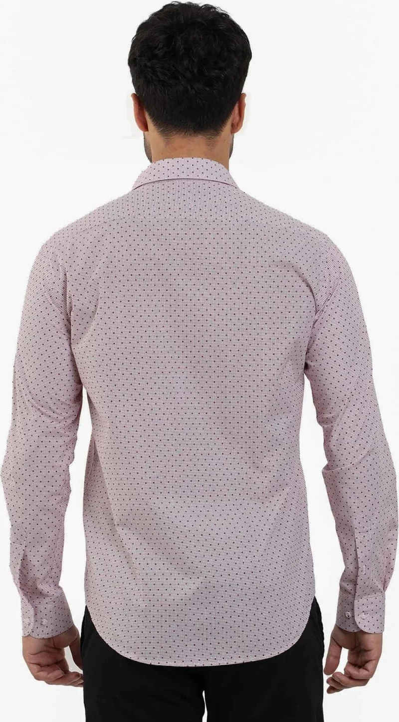 دوفي Slim Fit Button Collar Claret Red Men's Shirt DU1234013021