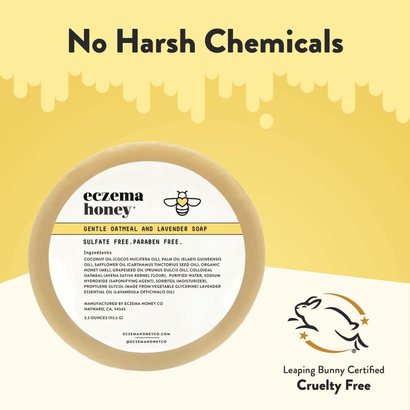 ECZEMA HONEY Gentle Oatmeal and Lavender Soap - Natural Eczema Body Wash - Daily Gentle Soap for Dry, Itchy, Sensitive,  Irritable Skin (3.3 Oz) - Image 5