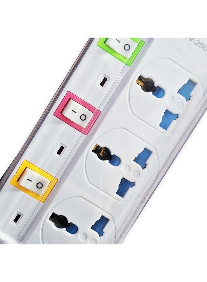 ELMAGHRABY Universal 3-Outlet Power Strip, 3 USB Charger Adapters and 1 Type-C Port, Strong and Flexible Cord for Powering Electrical Devices, 2500W, 220V Capacity, Practical Design for Daily Use and Supports Up to 3 Devices at the Same Time, Ideal for Offices, Bedrooms, Meeting Tables and Computers, Durable and Resistant ABS Plastic Material, High-Quality, Non-Slip Feet - White - Image 3