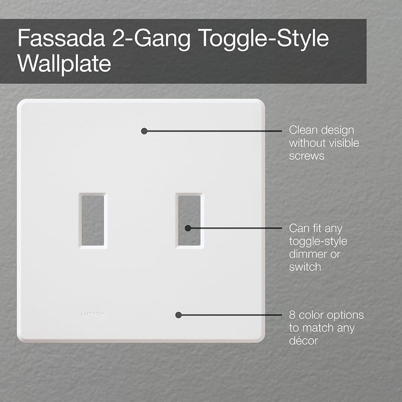 Lutron Fassada 2 Gang Wallplate For Toggle-Style Dimmers And Switches, Fg-2-Al, Almond (1-Pack) - Image 3