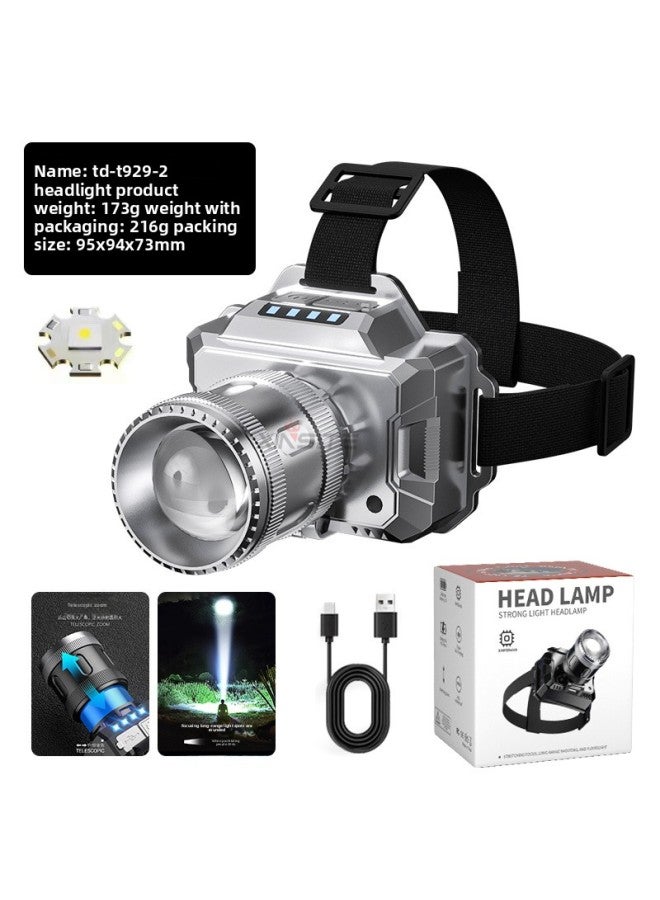 Generic Cross-border Outdoor Multi-functional Mode Strong Light Intelligent Induction Headlight Night Fishing Cave Double Light Source Head-mounted Miner's Lamp 