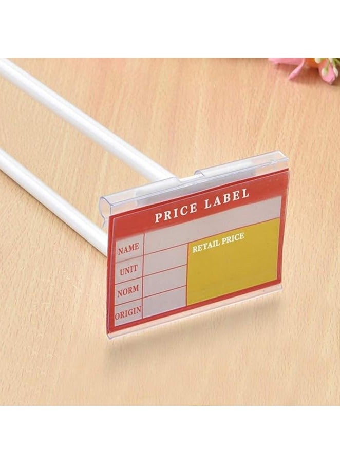 60Pcs Clear Plastic Label Holders, Retail Price Label Holder, Clip on Label Holders, Merchandise Sign Display Holder for Supermarket Shop, Labels for Storage Bins (8x4.2cm) - Image 3