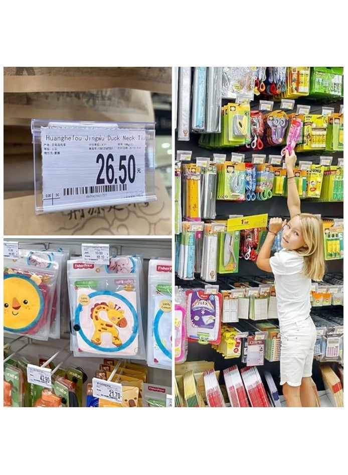 60Pcs Clear Plastic Label Holders, Retail Price Label Holder, Clip on Label Holders, Merchandise Sign Display Holder for Supermarket Shop, Labels for Storage Bins (8x4.2cm) - Image 4