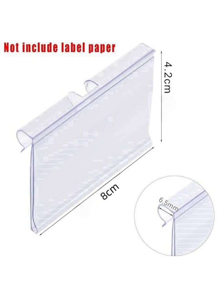 60Pcs Clear Plastic Label Holders, Retail Price Label Holder, Clip on Label Holders, Merchandise Sign Display Holder for Supermarket Shop, Labels for Storage Bins (8x4.2cm) - Image 2