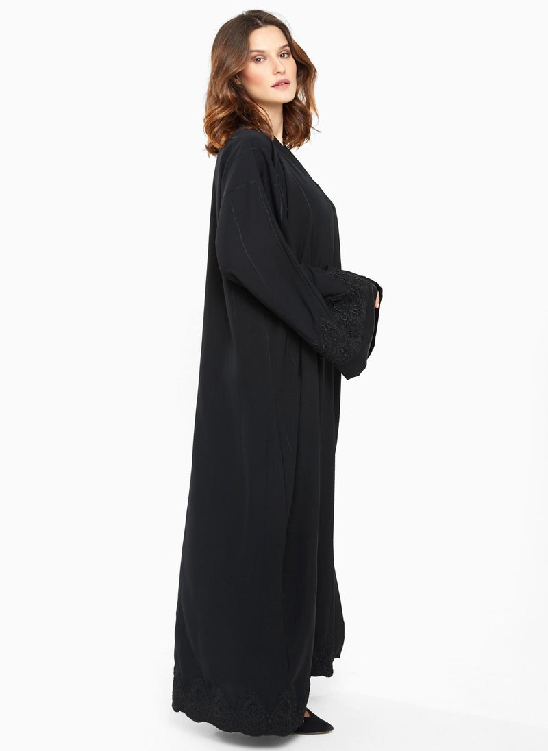 NUKHBAA Casual abaya with embellished lace work -AJ714A  - Image 3