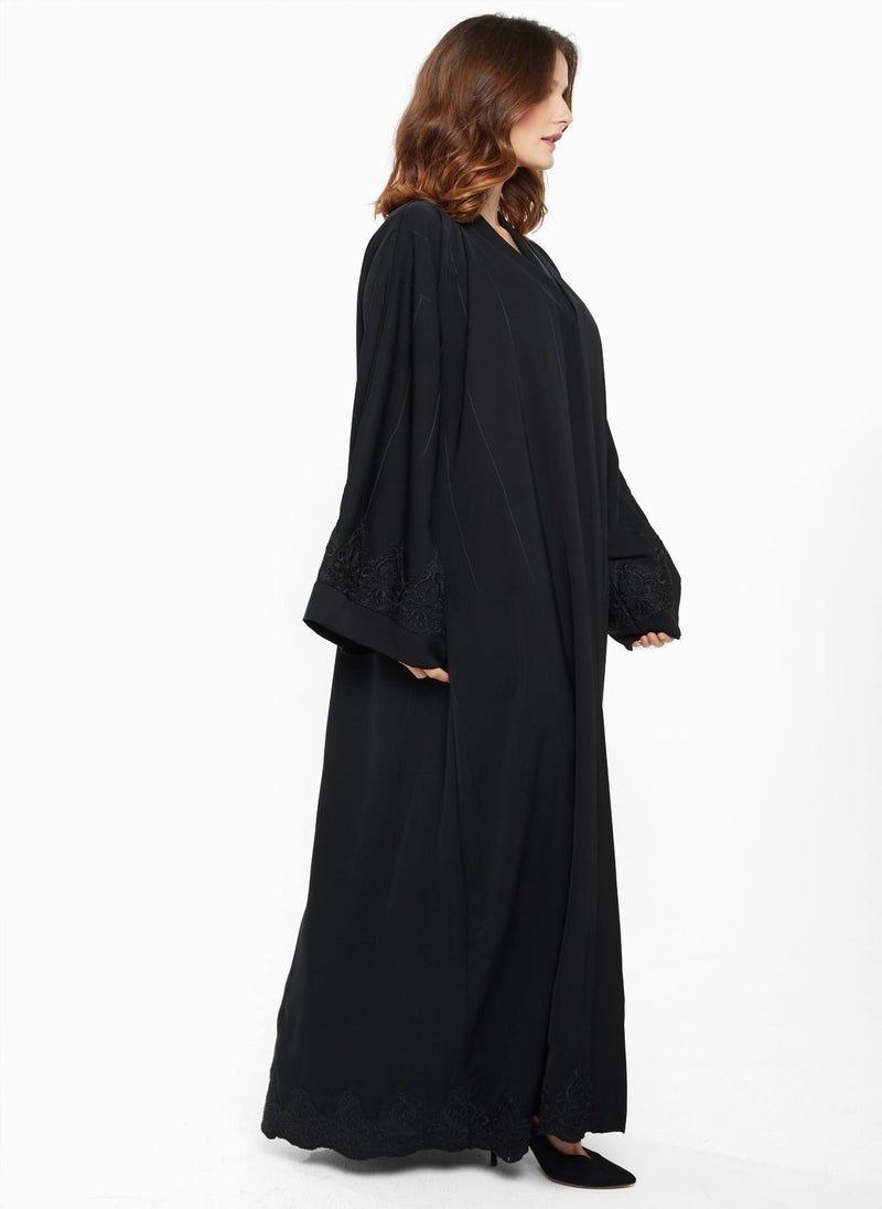 NUKHBAA Casual abaya with embellished lace work -AJ714A  - Image 2