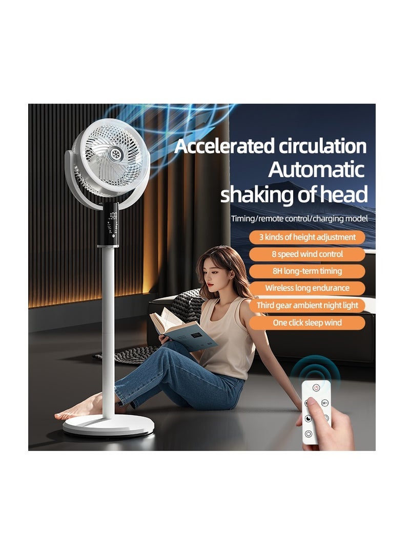 JAJEEK مروحة قائمة، مروحة قائمة لغرفة النوم، مروحة قائمة بتدوير 180°+90°، مروحة قاعدة هادئة بمحرك DC بسرعة 8 مع جهاز تحكم عن بعد ومؤقت | جهاز توزيع هواء موفر للطاقة للمنزل وغرفة النوم والمكتب (F5) - Image 5