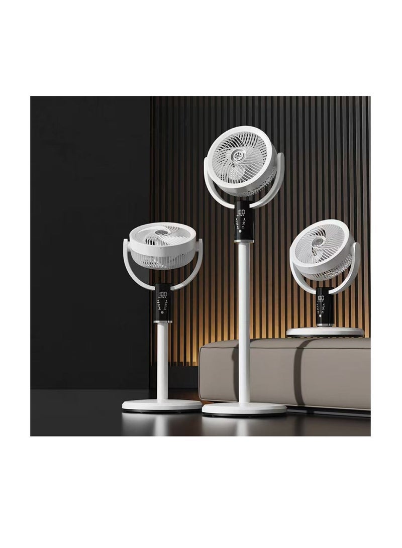 JAJEEK مروحة قائمة، مروحة قائمة لغرفة النوم، مروحة قائمة بتدوير 180°+90°، مروحة قاعدة هادئة بمحرك DC بسرعة 8 مع جهاز تحكم عن بعد ومؤقت | جهاز توزيع هواء موفر للطاقة للمنزل وغرفة النوم والمكتب (F5) - Image 1