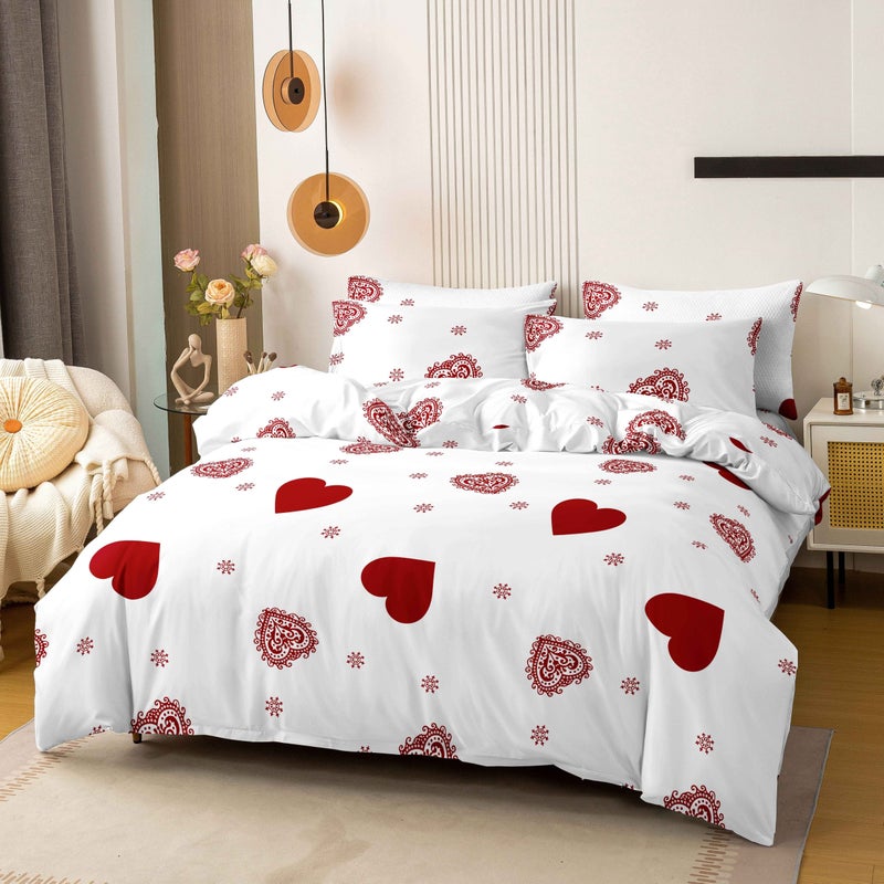 3pcs Soft Comfortable Fleece Romantic Heart Pattern, Love Theme Style Duvet Cover Set (1pc Duvet Cover And 1 Pair Pillowcases), Perfect for Cozy Bedroom And Guest Room, Valentine'S Day Gift - Image 1