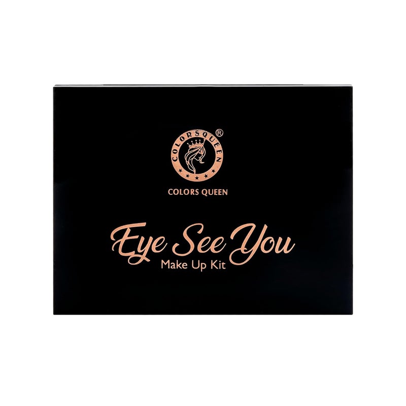COLORS QUEEN Colors Queen Eye See You Makeup Kit with 18 Shimmery Eyeshadows 3 Highlighters 2 Compact Powder 2 Applicator and 1 Sponge Eye Face Lips Palette for Women Multicolor01 29g - Image 3