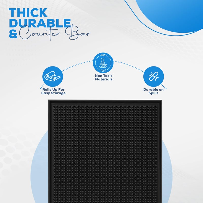 Wishmart Rubber Bar Mat Set Of 2 - 18""X12""  Black - Durable  Non-Slip  Non-Toxic Spill & Drying Mats For Bars  Restaurants  Coffee Shops  Countertops & Tabletops - Image 4
