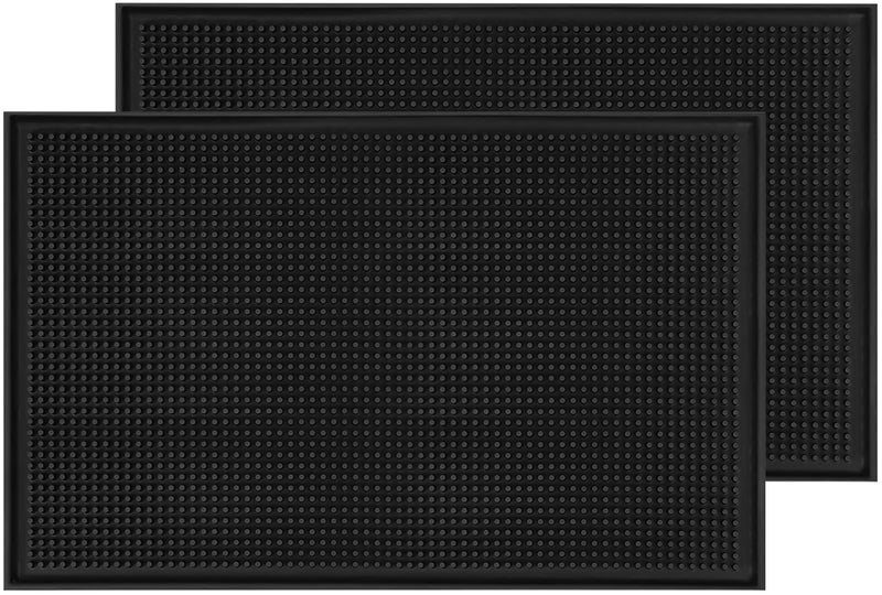 Wishmart Rubber Bar Mat Set Of 2 - 18""X12""  Black - Durable  Non-Slip  Non-Toxic Spill & Drying Mats For Bars  Restaurants  Coffee Shops  Countertops & Tabletops - Image 1