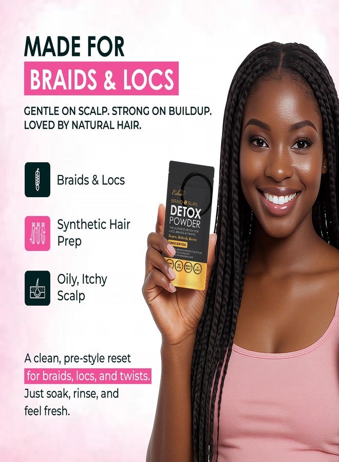 Esha Braid N Slay Detox Powder - Scalp Cleanser for Braids, Locs & Twists - Removes Buildup, Odor & Prewashes Synthetic Hair - Non-Stripping, Soothing, 85g (85g, GRAPEFRUIT) - Image 4