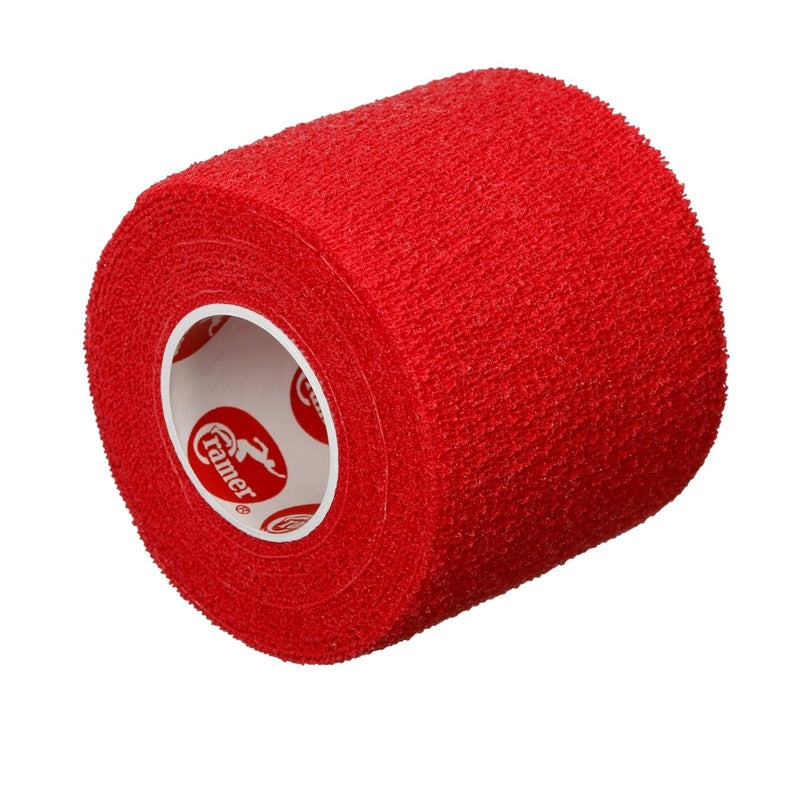 Cramer Eco-Flex Self-Stick Stretch Tape, Cohesive Tape, Flexible Elastic Sports Tape, Athletic Training Room Supplies, Easy Tear & Self-Adherent Bandage Wrap, Single 5 Yard Roll, Red