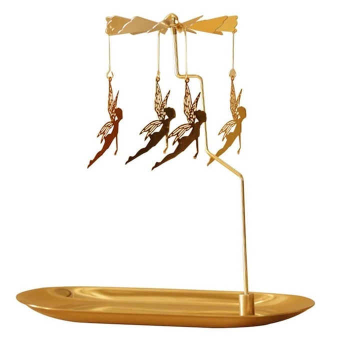 SPINNING CANDLE HOLDER WITH TRAY GOLDEN CANDLE SPINNERROTATING METAL TEA LIGHT CANDLE HOLDER FOR TABLE CENTERPIECE VALENTINES DAY XMAS PARTY DECOR OR GIFT ELF