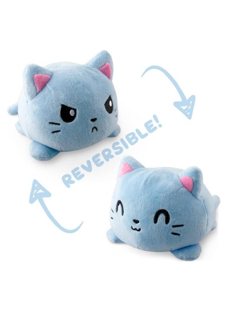 The Original Reversible Cat Plushie - Russian Blue - Cute Sensory Fidget Stuffed Animals That Show Your Mood 20cm