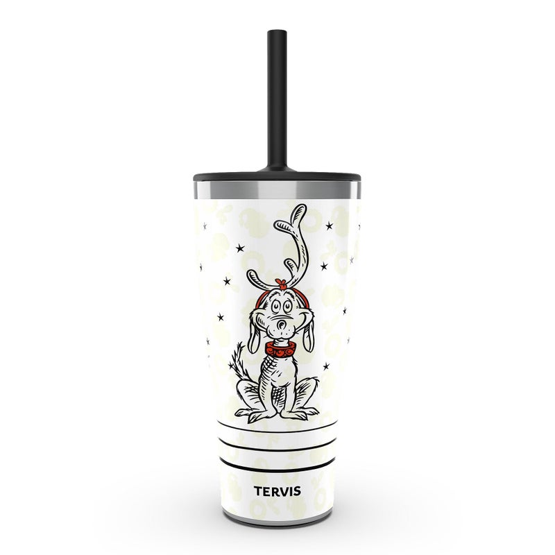 Tervis Traveler Dr Seuss Grinch Oh Max Triple Walled Insulated Tumbler Travel Cup Keeps Drinks Cold Hot 30oz with Straw Lid Stainless Steel