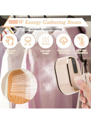 Mini Travel Steam Iron - 1000 Watt Travel Steam Iron Portable Professional Handheld Garment Steamer 180° Rotating Foldable Home and Travel Garment Steamer Suitable for Home and Travel Garment Steamers - view 2