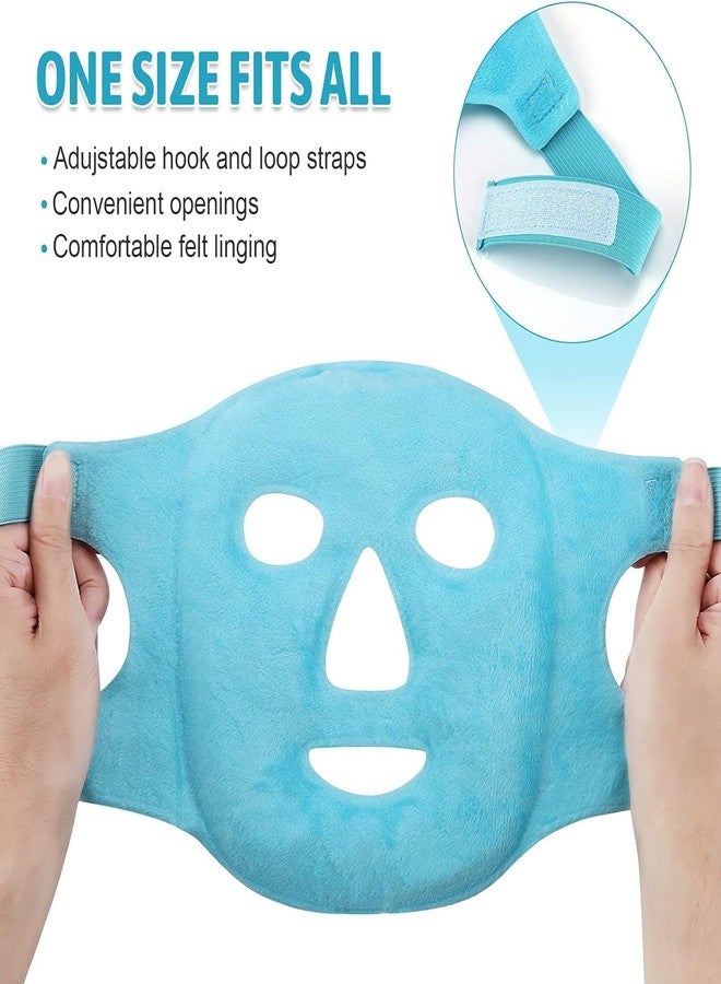 JUDEE Reusable Gel Beads Eye & Face Mask Combo - Hot & Cold Therapy Mask Set for Relaxation, Comfort, and Stress Relief - Soft and Adjustable Eye and Face Masks (Blue) - Image 4